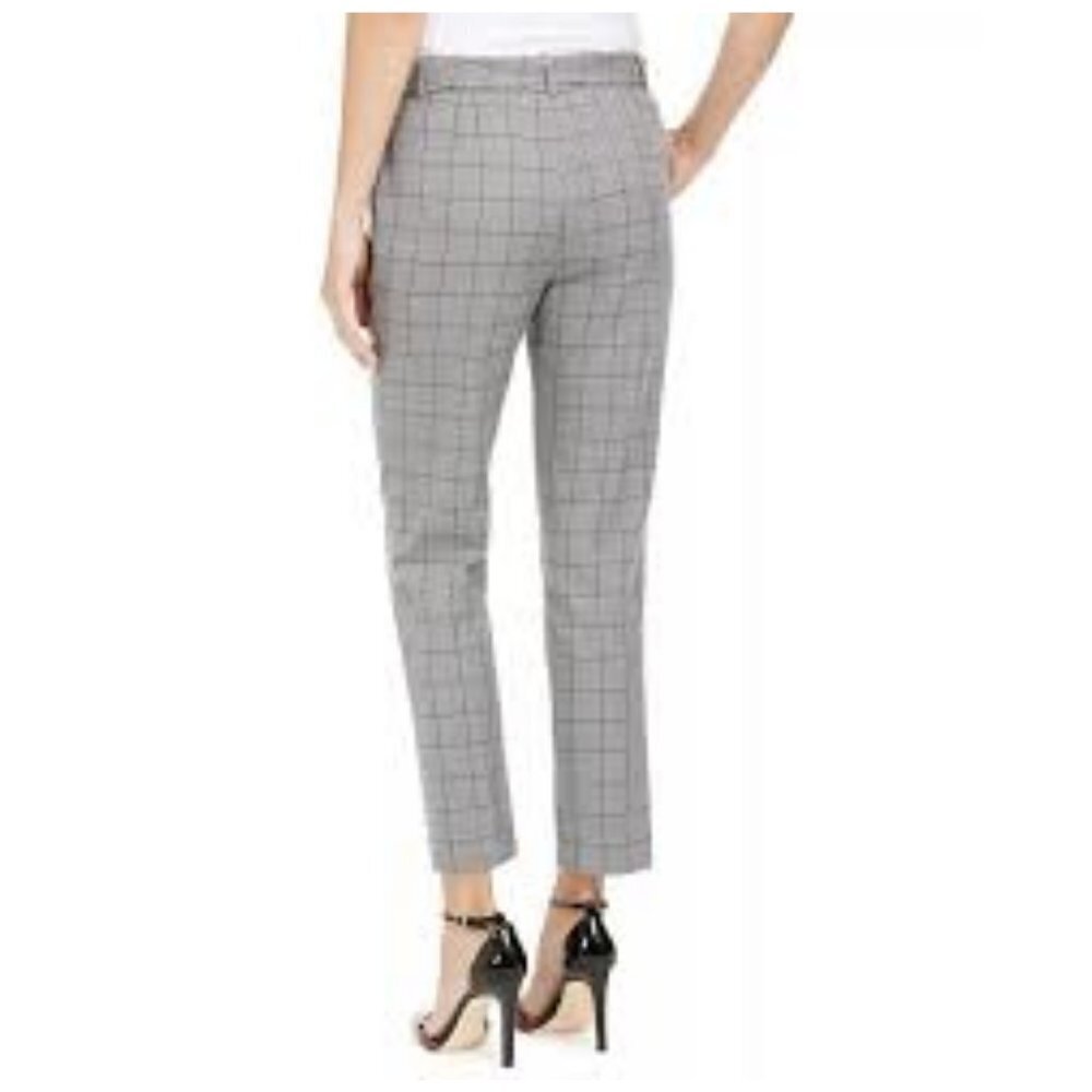 NEW Calvin Klein Grey Black Window Pane Belted Trouser Pants Sz. 12P - Picture 3 of 3